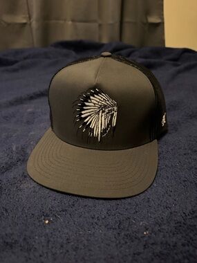 Hooey Black and Gray Trucker Hat with Headdress Embroidery